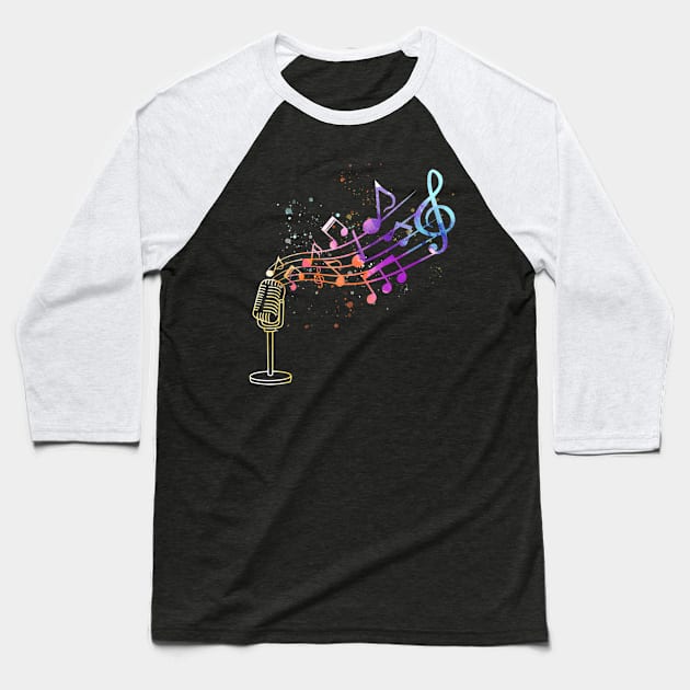 Microphone with music notes singer Baseball T-Shirt by Anfrato